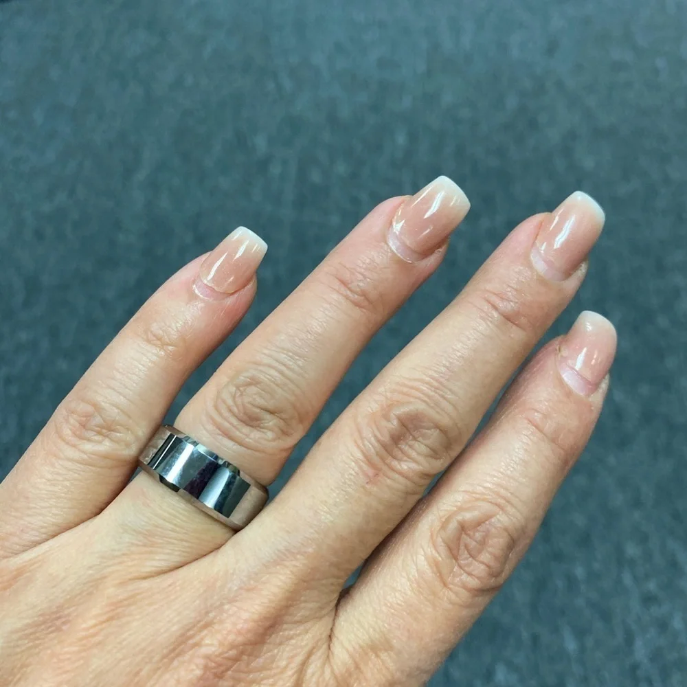 Tungsten Wedding Band Beveled Edges Comfort fit